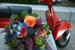Libby's bouquet with her favorite scooter